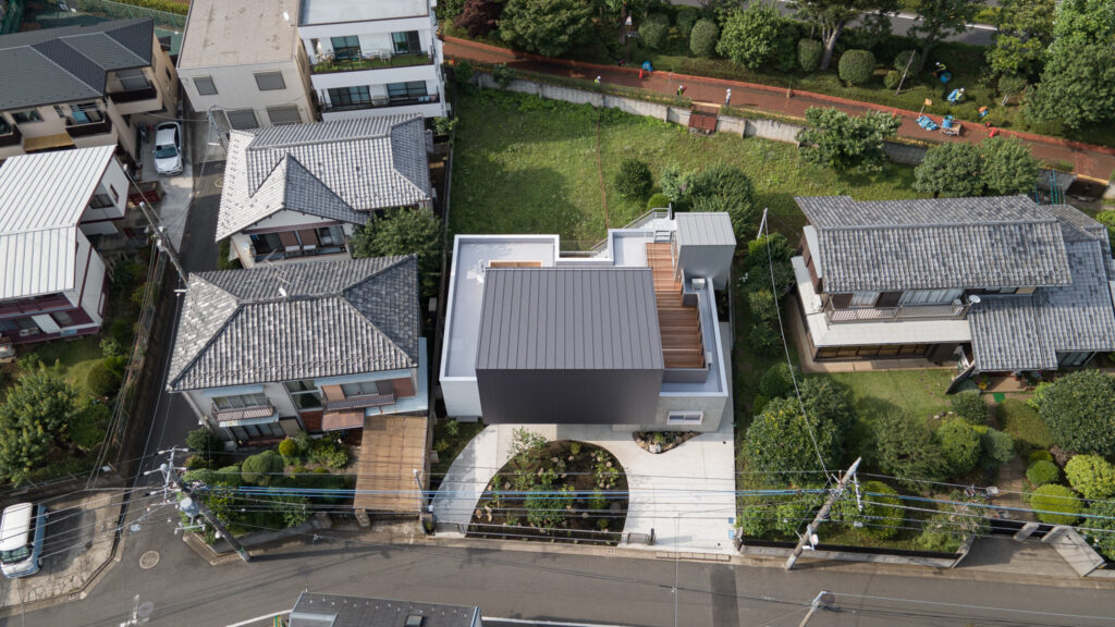 Foto panorâmica de um bairro residencial no Japão